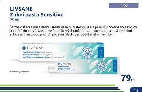 LIVSANE Zubní pasta Sensitive 75 ml