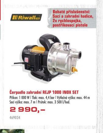 Čerpadlo zahradní REJP 1000 INOX SET - UNI HOBBY akcniletaky.com