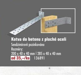 Kotva do betonu z ploché oceli
