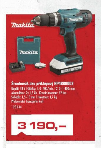 Šroubovák aku příklepový HP488D002 - UNI HOBBY akcniletaky.com