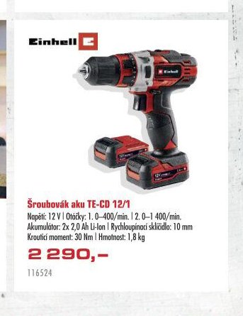 Šroubovák aku TE-CD 12/1 - UNI HOBBY akcniletaky.com