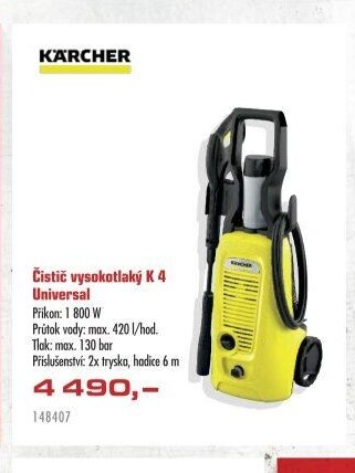 Čistič vysokotlaký K 4 Universal - UNI HOBBY akcniletaky.com
