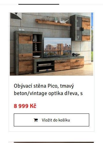 Obývací stěna Pico, tmavý beton/vintage optika dřeva, s - ASKO akcniletaky.com