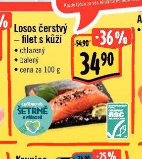 Losos čerstvý – filet s kůží