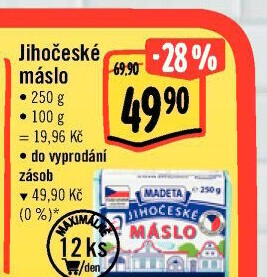 Máslo Jihočeské Madeta