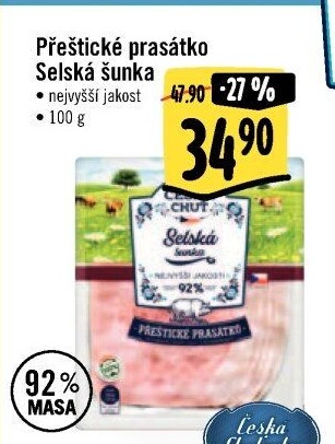 Selská šunka nejvyšší jakosti Přeštické prasátko Česká chuť