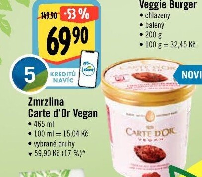 Zmrzlina v kelímku Vegan Carte D'