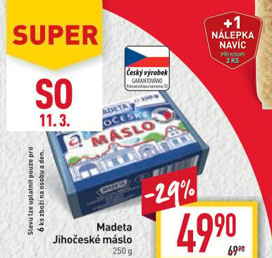 Máslo Jihočeské Madeta