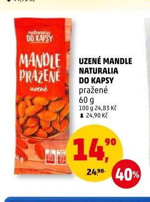 Uzené mandle Naturalia do kapsy pražené