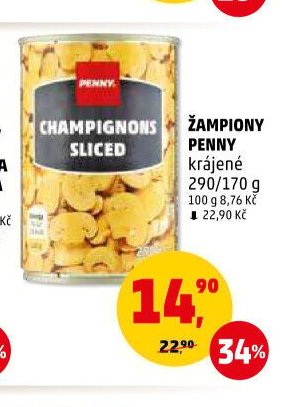 Žampiony Penny krájené