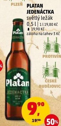 Pivo světlý ležák 11° Platan