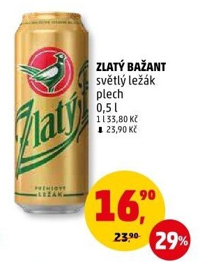 Pivo světlý ležák 12° Zlatý Bažant