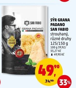 Sýr strouhaný Grana Padano San Fabio