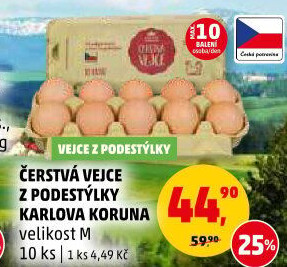 Vejce z podestýlky M Karlova Koruna