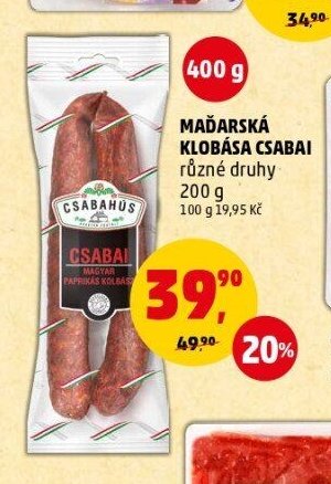 MAĎARSKÁ KLOBÁSA CSABAI různé druhy