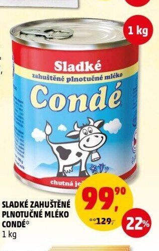 Sladké zahuštěné plnotučné mléko Condé