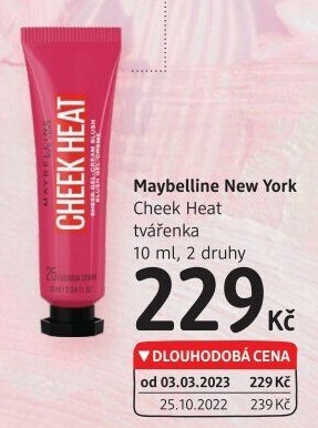Gelově-krémová tvářenka Cheek Heat Maybelline