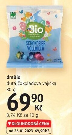 Vajíčka čokoládová dutá dm Bio