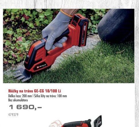 Nůžky na trávu GE-CG 18/100 Li - UNI HOBBY akcniletaky.com