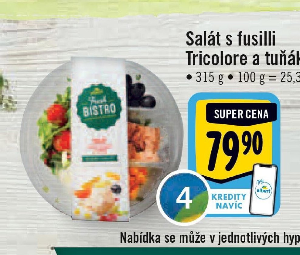 Salát s fusilli Tricolore a tuňákem