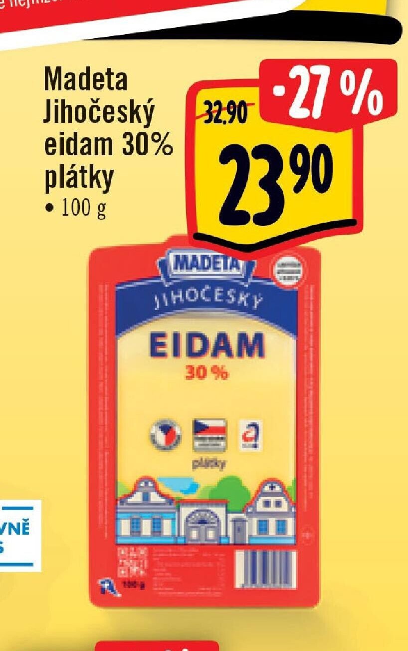Madeta Jihočeský eidam 30% plátky