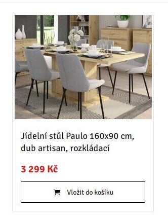 Jídelní stůl Paulo 160x90 cm, dub artisan, rozkládací - ASKO akcniletaky.com