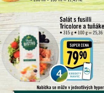 Salát s fusilli Tricolore a tuňákem