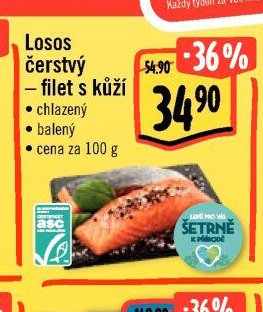 Losos čerstvý - filet s kůží