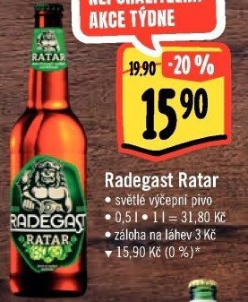 Pivo světlé výčepní Ratar Radegast