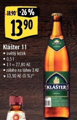 Pivo světlý ležák 11° Klášter