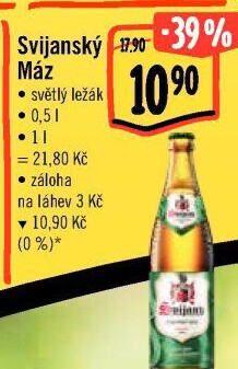Pivo světlý ležák 11° Svijanský Máz Svijany
