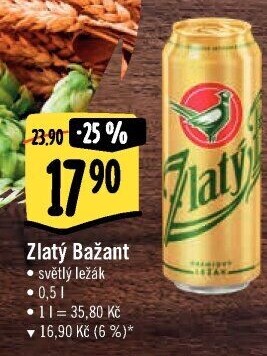 Pivo světlý ležák 12° Zlatý Bažant
