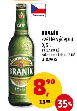 Pivo světlé výčepní 10° Braník
