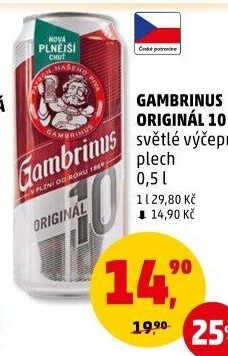 Pivo světlé výčepní Originál 10° Gambrinus