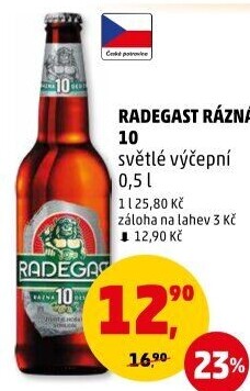 Pivo světlé výčepní Rázná 10° Radegast
