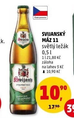 Pivo světlý ležák 11° Svijanský Máz Svijany