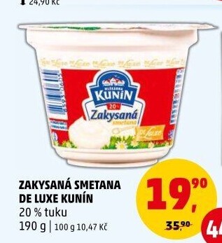 Zakysaná smetana de luxe Kunín 20%