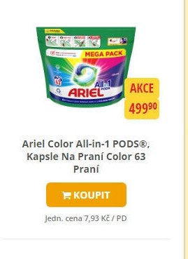 Ariel Color All-in-1 PODS®, Kapsle Na Praní Color 63 Praní