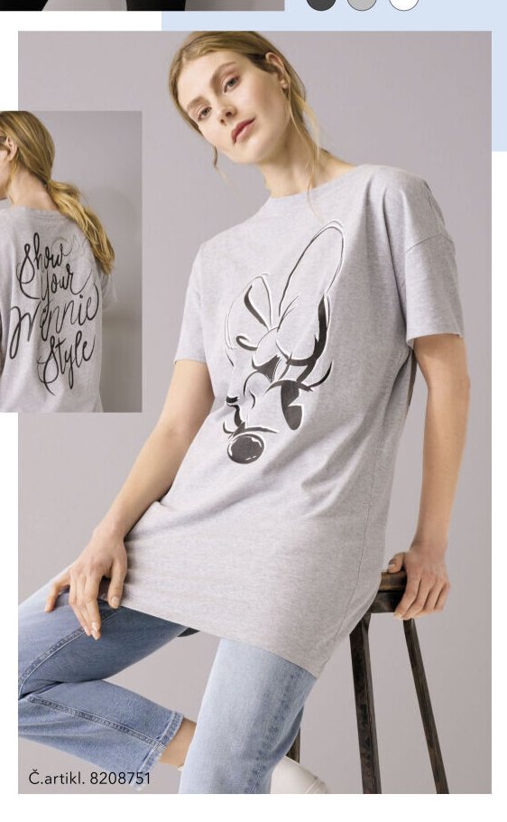 Dlouhé tričko Minnie Mouse (šedé)
