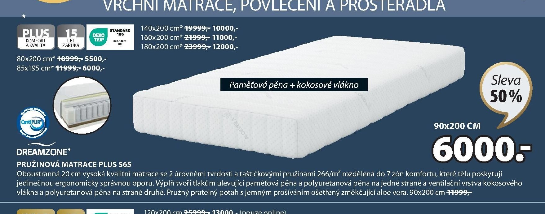 DREAMZONE PRUŽINOVÁ MATRACE PLUS S65 - Jysk akcniletaky.com