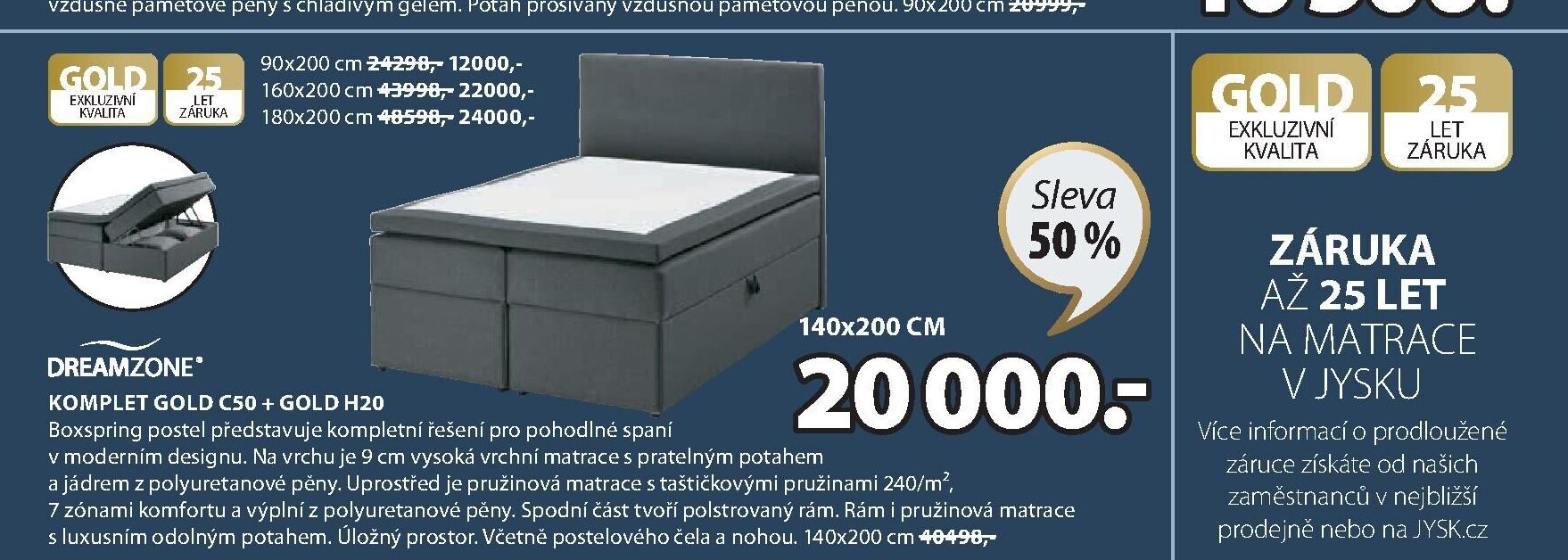 DREAMZONE KOMPLET GOLD C50 + GOLD H20 - Jysk akcniletaky.com