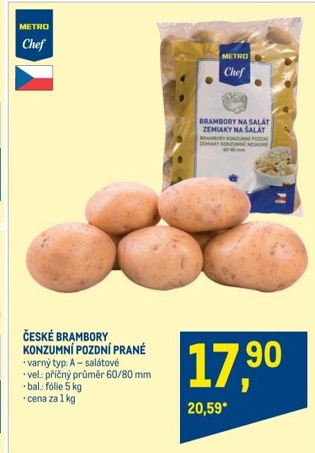 Brambory konzumní pozdní salátové Metro Chef