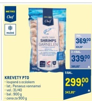 Krevety PTO mražené Metro Chef