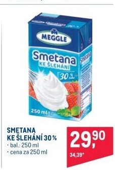 Smetana ke šlehání trvanlivá Meggle 30%