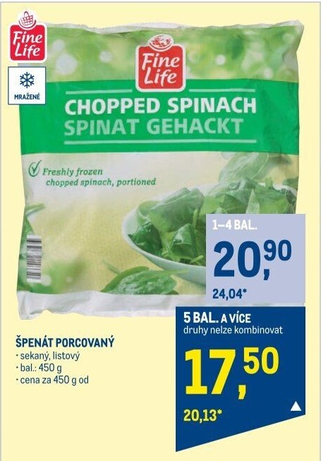 Špenát mražený Fine Life