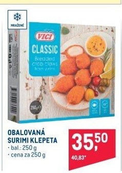 Surimi s pravými krabími klepítky mražené Vici