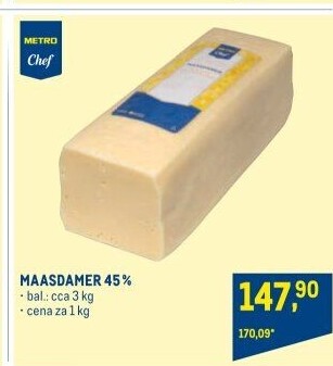 Sýr Maasdamer 45% Metro Chef