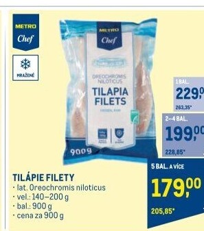 Tilápie filety mražená Metro Chef