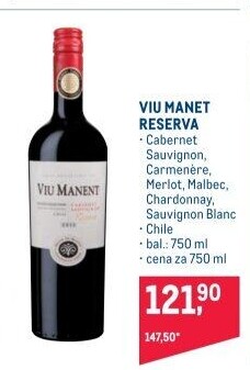 Víno Cabernet Sauvignon Reserva Viu Manent