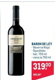 Víno Reserva Rioja Baron de Ley